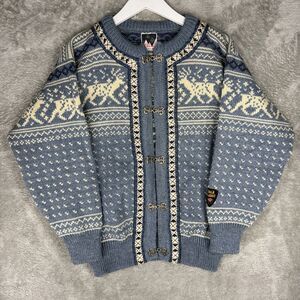 VTG Dale of Norway Cardigan Women XS Wool Sweater Reindeer Nordic Metal Clasp